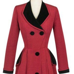 FONTAINE COAT DRESS - RED RIBBED RAYON Trashy Diva